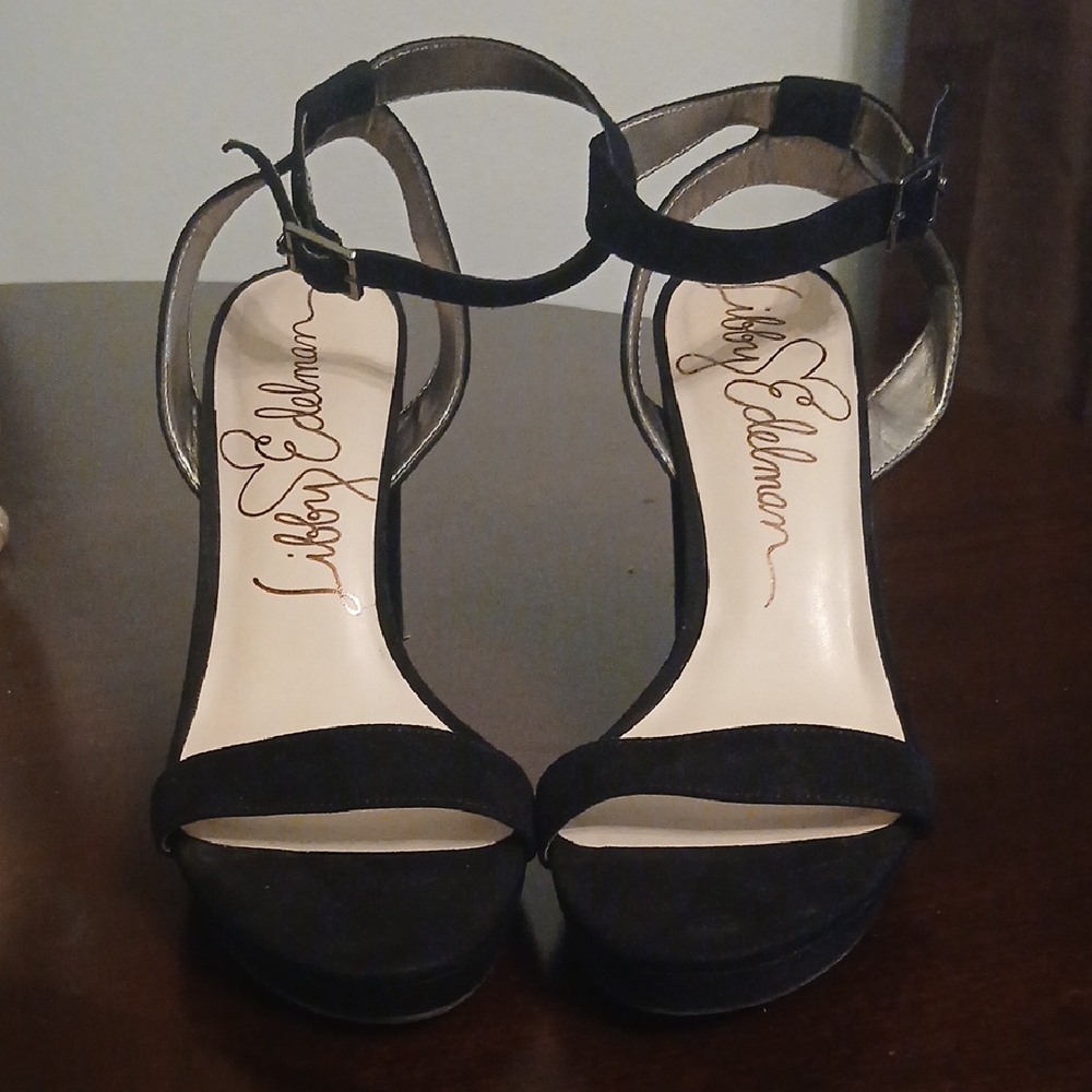 libby. edelman Black Strappy Heels